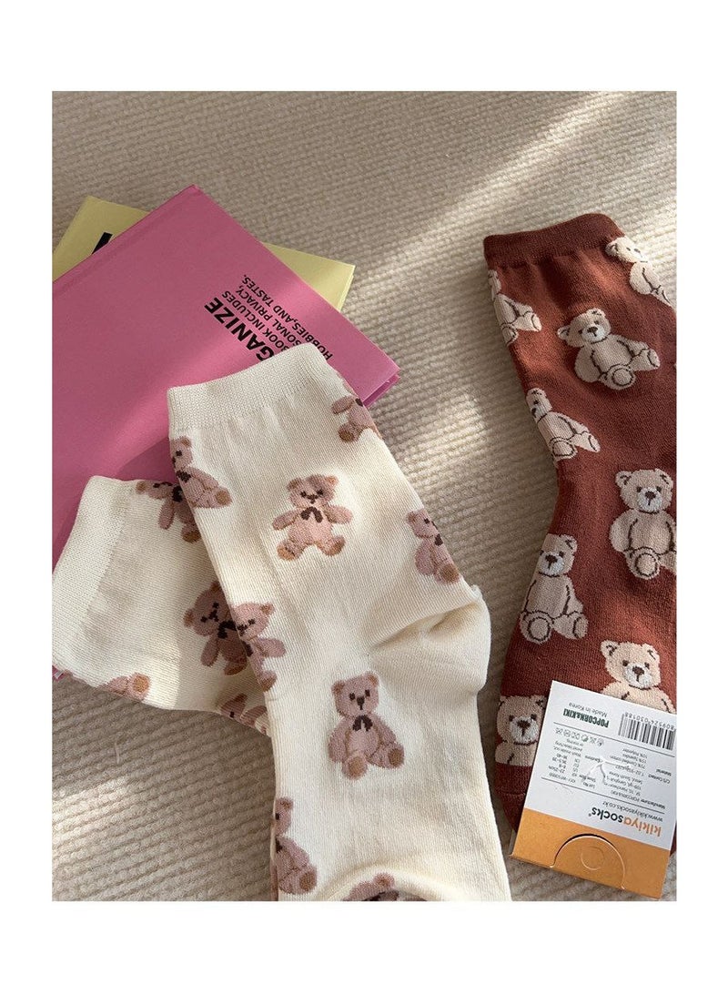 Women's Cotton Long Socks, Multi Color, Size 36-40 EU, Pack of 5 + 1 Pair Gift - Image 5